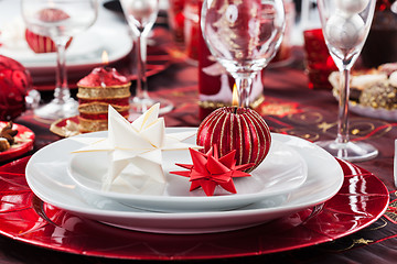 Image showing Place setting Christmas with paper star