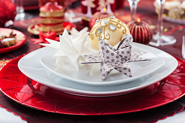 Image showing Place setting Christmas with paper star