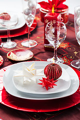 Image showing Place setting Christmas with paper star