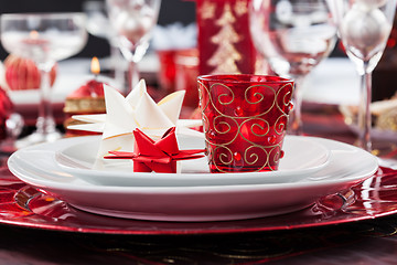 Image showing Place setting Christmas with paper star