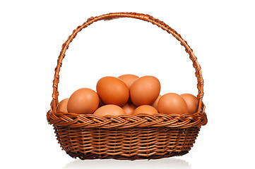 Image showing Eggs in wicker basket