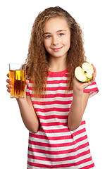 Image showing Girl with apple juice