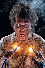 Image showing Crazy electrician