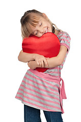 Image showing Little girl with red heart