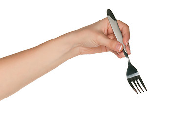 Image showing Hand with fork