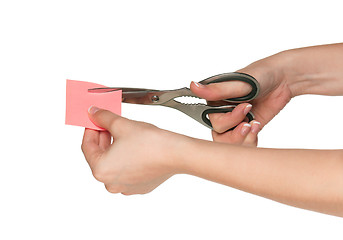 Image showing Hand with scissors