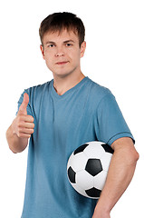 Image showing Man with classic soccer ball