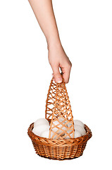 Image showing Basket with eggs