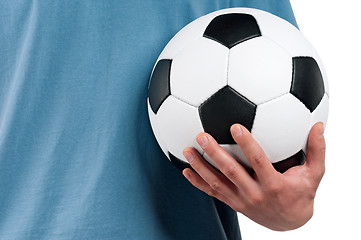 Image showing Man with classic soccer ball