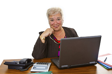 Image showing Female senior with laptop