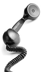 Image showing black vintage telephone handset