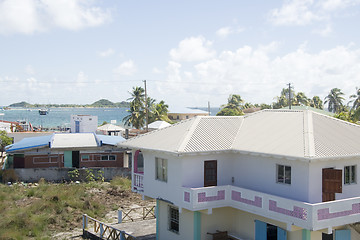 Image showing town harbor port view from typical Caribbean architecture Clifto