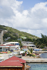 Image showing town harbor port view from typical Caribbean architecture Clifto
