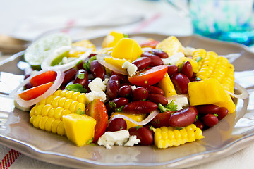 Image showing Beans with  Mango and Feta cheese salad