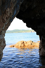 Image showing Kind on mountains from a grotto