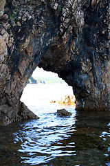 Image showing Kind on mountains from a grotto