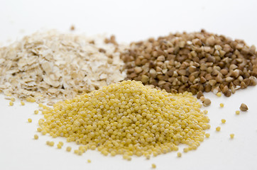 Image showing Cereal of oat, buckwheat and millet 