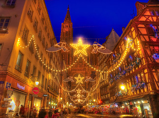 Image showing Rue Merciere During Christmas Illumination in Strasbourg