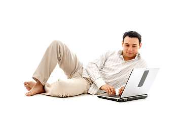 Image showing relaxed man with laptop