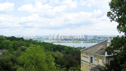 Image showing panorama of Kyiv city in spring