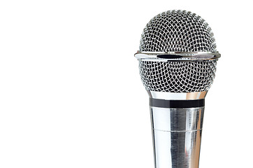 Image showing closeup of vintage microphone over white background