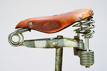 Image showing old-fashioned vintage leather bike saddle