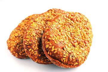 Image showing three sandwich buns with sesame seeds 