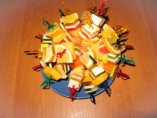 Image showing Multi-coloured dessert from fruit candy