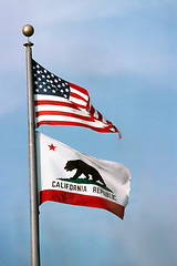 Image showing  USA and California flags