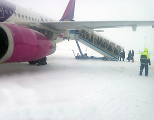 Image showing Airport in snowstorm