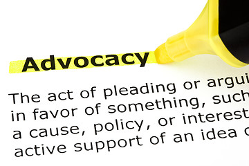 Image showing Advocacy highlighted in yellow