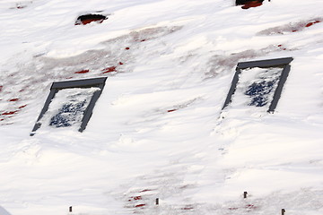 Image showing big snow on a roof