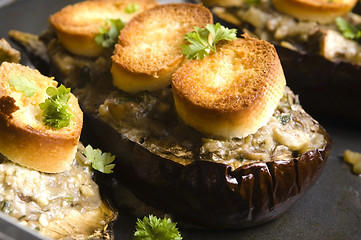 Image showing Baked stuffed eggplant