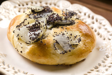 Image showing Cebularze - traditional polish cake with onion and poppy seed