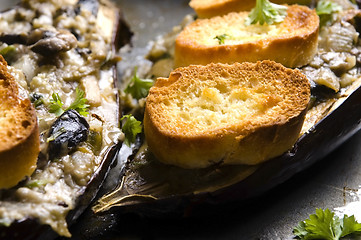 Image showing Baked stuffed eggplant