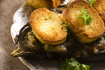 Image showing Baked stuffed eggplant