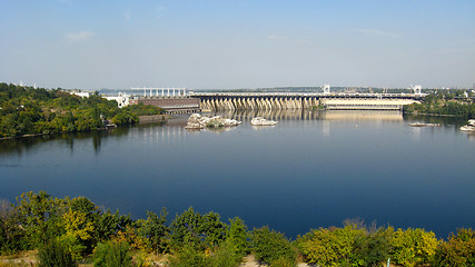 Image showing View on hydropower station in Zaporozhye