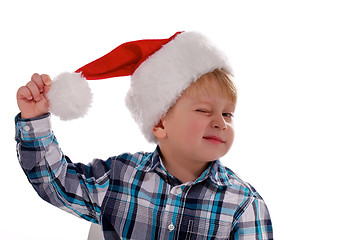 Image showing Merry Christmas Boy with Santa Hat