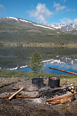 Image showing Camp near the lake