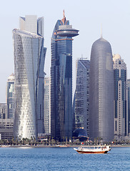 Image showing Dhow and Doha towers