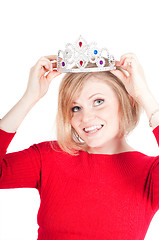 Image showing Portrait of beautiful woman with crown