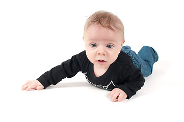 Image showing Little baby in jeans and black top