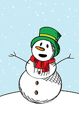 Image showing Happy snow man sketch