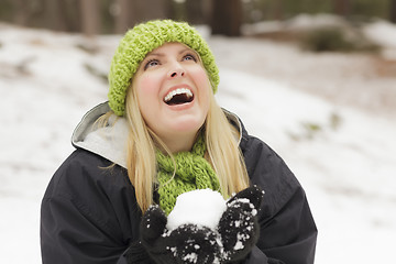 Image showing Attractive Woman Having Fun in the Snow