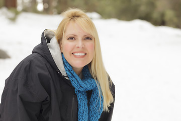 Image showing Attractive Woman Having Fun in the Snow