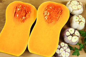 Image showing Pumpkin and garlic