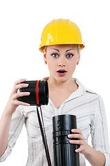 Image showing Girl with hard hat