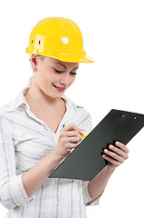 Image showing Girl with hard hat