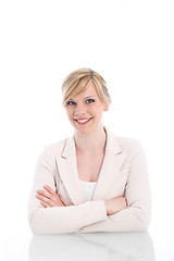 Image showing Charming businesswoman in a white jacket