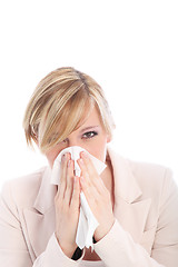 Image showing Woman with a cold or hay fever